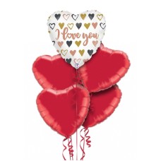 Rose gold Heart Love you Glitter Holographic Balloon Bouquet